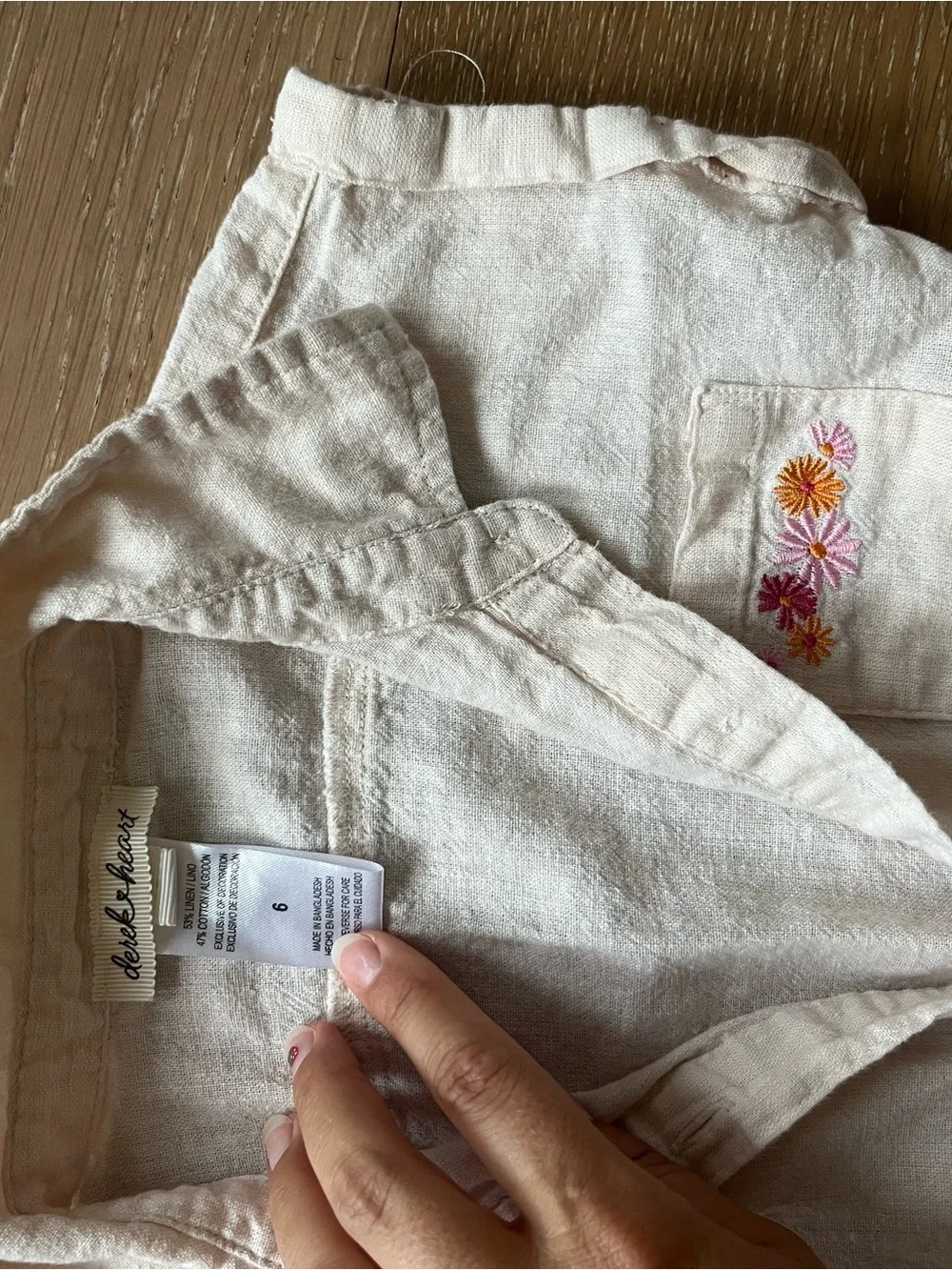 Derek Heart Cream Embroidered Kids One-Piece Overalls